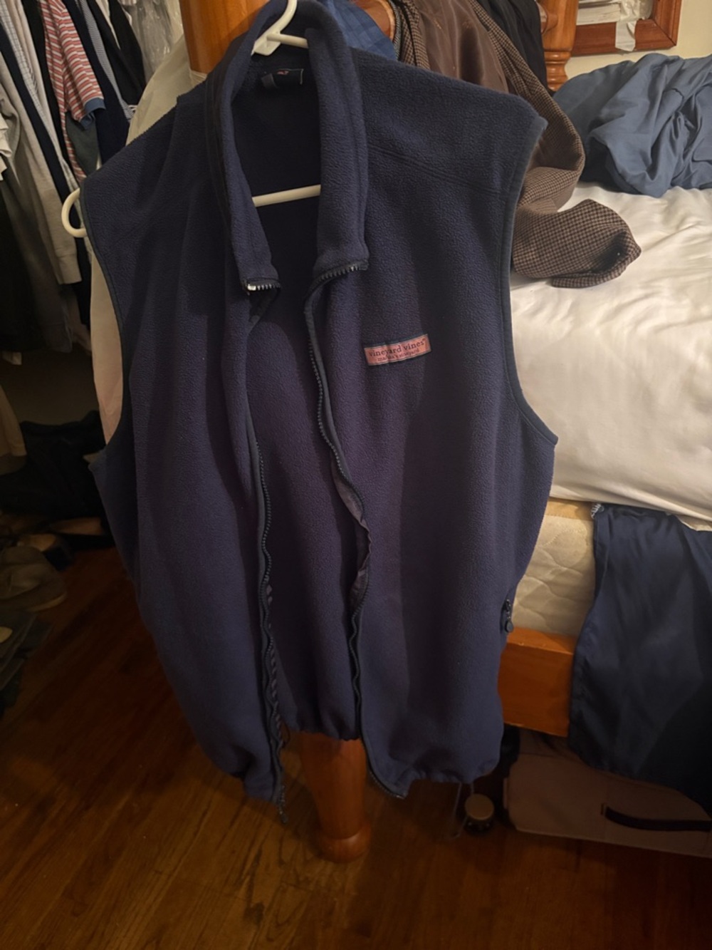 Vineyard Vines Navy Fleece Vest with Front Zipper